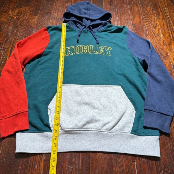 Hurley Sweatshirt Mens XL Colorblock Dropout Graduation Day Hoodie‎ Y2K 90s - Picture 3 of 9